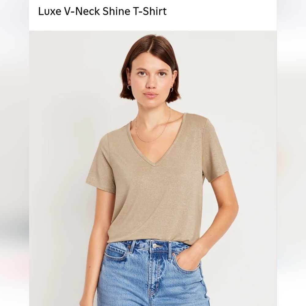 Old Navy V-Neck Short SleeveLuxe Tee in Gold
